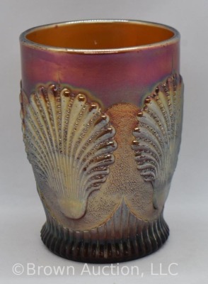 Carnival Glass Beaded Shell tumbler, amethyst - 3