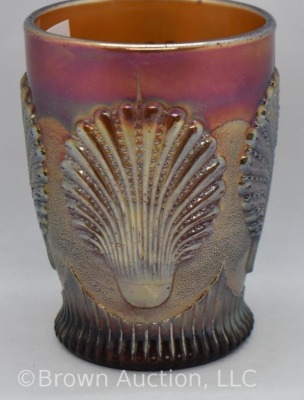 Carnival Glass Beaded Shell tumbler, amethyst - 4