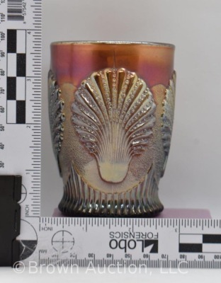 Carnival Glass Beaded Shell tumbler, amethyst - 7