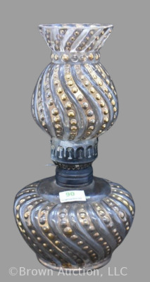 Embossed Beaded Swirl miniature oil lamp, 8.5" tall