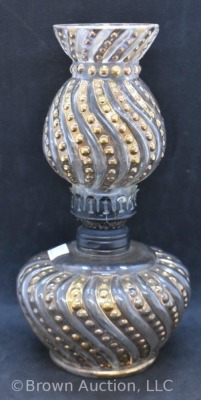 Embossed Beaded Swirl miniature oil lamp, 8.5" tall - 2