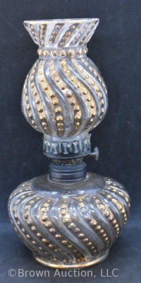 Embossed Beaded Swirl miniature oil lamp, 8.5" tall - 3