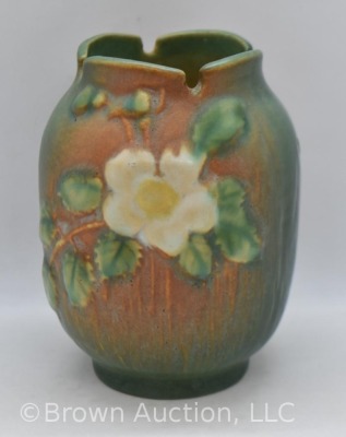 Roseville White Rose 978-4" vase, brown/ green - 3