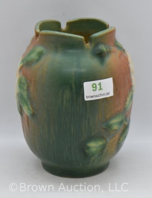 Roseville White Rose 978-4" vase, brown/ green - 4