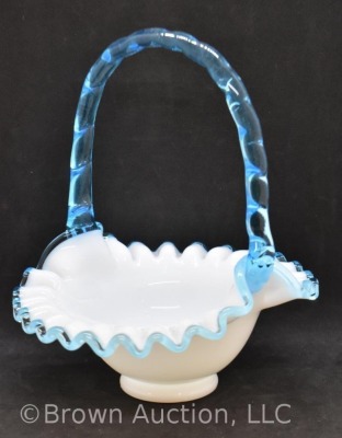 Fenton aqua crest basket, 8.5" to top of handle