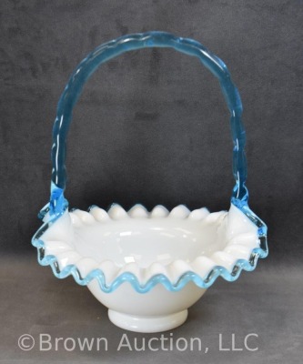 Fenton aqua crest basket, 8.5" to top of handle - 4