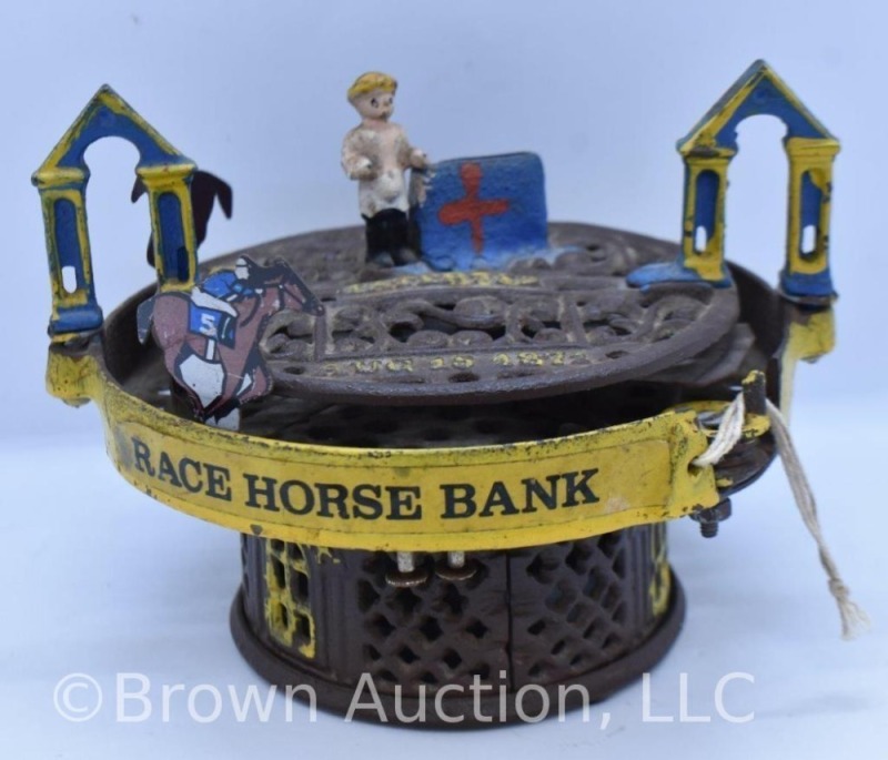 Cast Iron mechanical "Race Horse Bank"