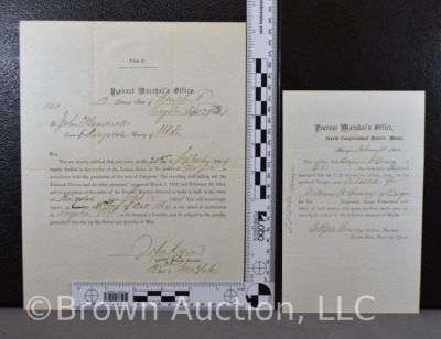 (2) Civil War Probost Marshal's Office notice of legal draft papers, dated 1864 and 1865 - 6