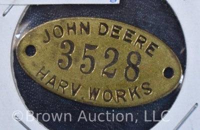 (2) John Deere Pre-War brass tags - 2