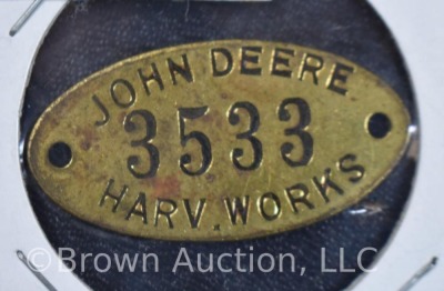 (2) John Deere Pre-War brass tags - 3