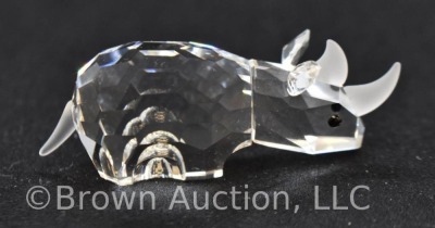 Swarovski silver crystal, #7622 Rhino figurine with black gemstone eyes, frosted horns and tail, 3/4h x 2 1/2"w, includes box - 4