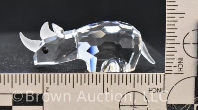 Swarovski silver crystal, #7622 Rhino figurine with black gemstone eyes, frosted horns and tail, 3/4h x 2 1/2"w, includes box - 6