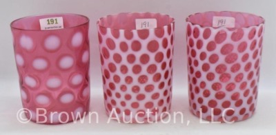 (3) Fenton cranberry opalescent tumblers