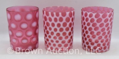 (3) Fenton cranberry opalescent tumblers - 2