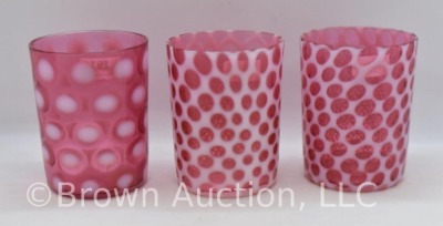 (3) Fenton cranberry opalescent tumblers - 3