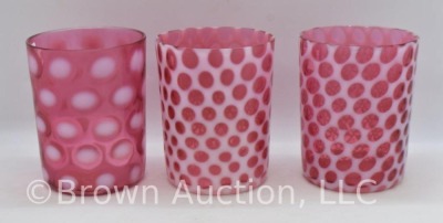 (3) Fenton cranberry opalescent tumblers - 4