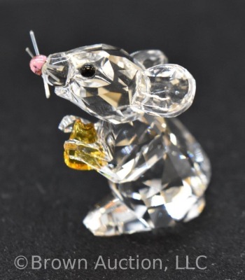 Swarovski silver crystal, #5004691 Mouse figurine with black gemstone eyes, yellow cheese, pink nose, 1 1/4"h x 21 1/4w, includes box - 4