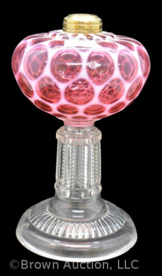 Cranberry opalescent Honeycomb 8.5" kerosene lamp base