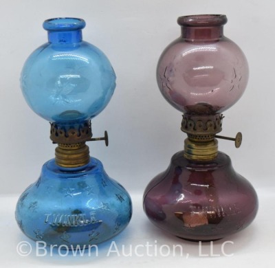 (2) Miniature â€œTwinkleâ€ Star oil lamps, 7"h, amethyst and cobalt - 5