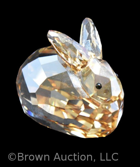 Swarovski golden shadow crystal, #1089876 Hare figurine with black gemstone eyes, 1 1/4"h x 1 3/4"w, includes box