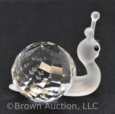 Swarovski #7648 frosted Snail figurine with black gemstone eyes, mib - 2