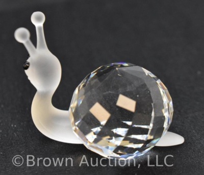 Swarovski #7648 frosted Snail figurine with black gemstone eyes, mib - 4