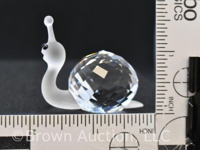 Swarovski #7648 frosted Snail figurine with black gemstone eyes, mib - 6