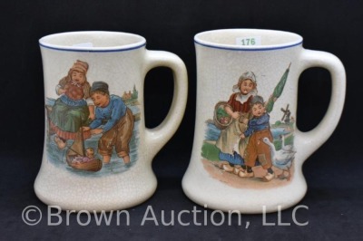 (2) Roseville Creamware Dutch 5"h mugs