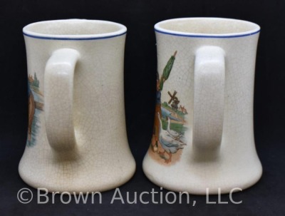 (2) Roseville Creamware Dutch 5"h mugs - 2