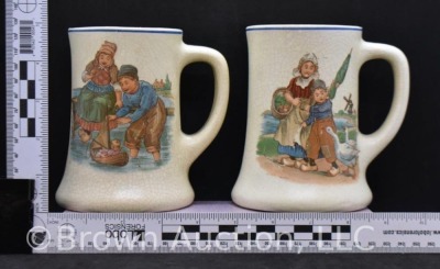 (2) Roseville Creamware Dutch 5"h mugs - 8