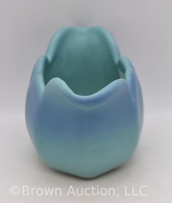 Van Briggle tulip-shaped bowl, turquoise blue, 5.25"l x 2.5" x 2.5" - 2