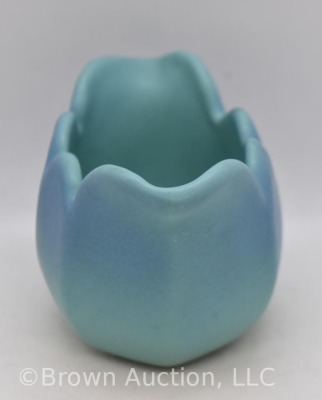 Van Briggle tulip-shaped bowl, turquoise blue, 5.25"l x 2.5" x 2.5" - 4