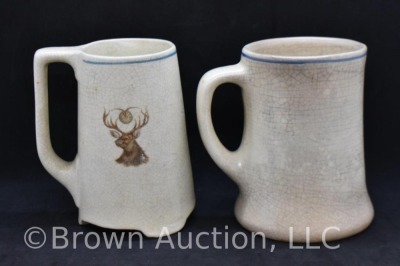 (2) Roseville Creamware Elks Club 5"h mugs - 3