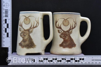 (2) Roseville Creamware Elks Club 5"h mugs - 9