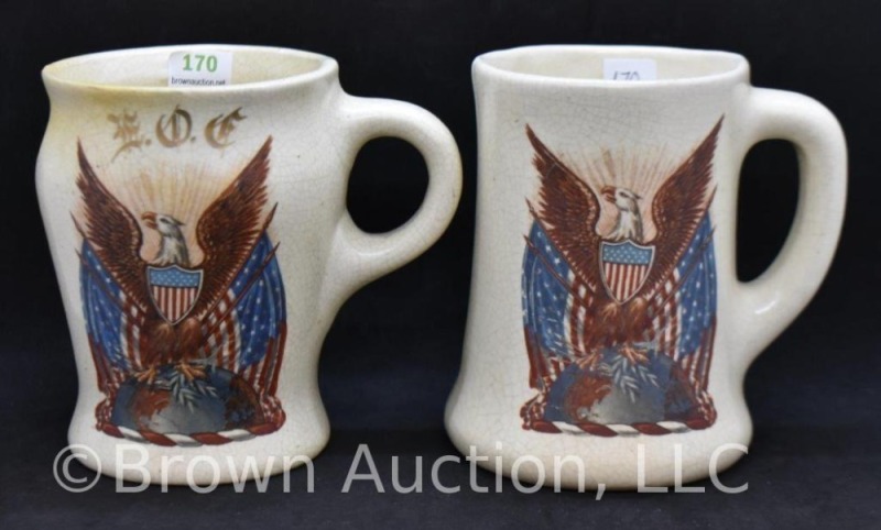 (2) Roseville Creamware F.O.E. 5"h mugs