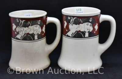 (2) Roseville Creamware Quaker 5"h mugs