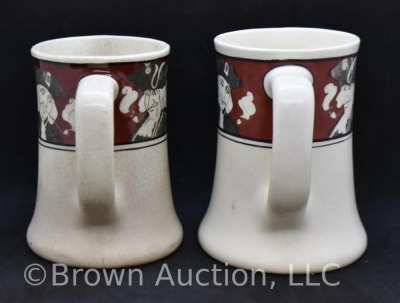 (2) Roseville Creamware Quaker 5"h mugs - 2