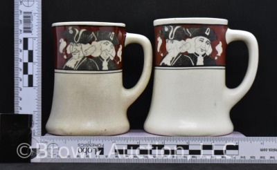 (2) Roseville Creamware Quaker 5"h mugs - 8