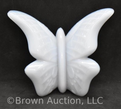 Fenton Art Glass butterfly, pale grayish coloring, 3.5" x 4"