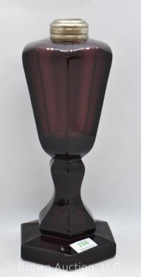 Kerosene lamp base, 6-sided, amethyst, 8.5" tall - 6