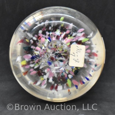 Glass multi-color "God Bless our Home" paperweight; approx. 3"d x 2"h - 5