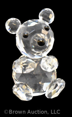 Swarovski silver crystal, #7664 Teddy Bear figurine with black gemstone eyes and nose, 1 1/2"h x 1"w, includes box