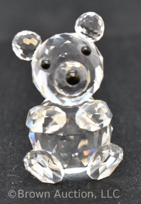 Swarovski silver crystal, #7664 Teddy Bear figurine with black gemstone eyes and nose, 1 1/2"h x 1"w, includes box - 2