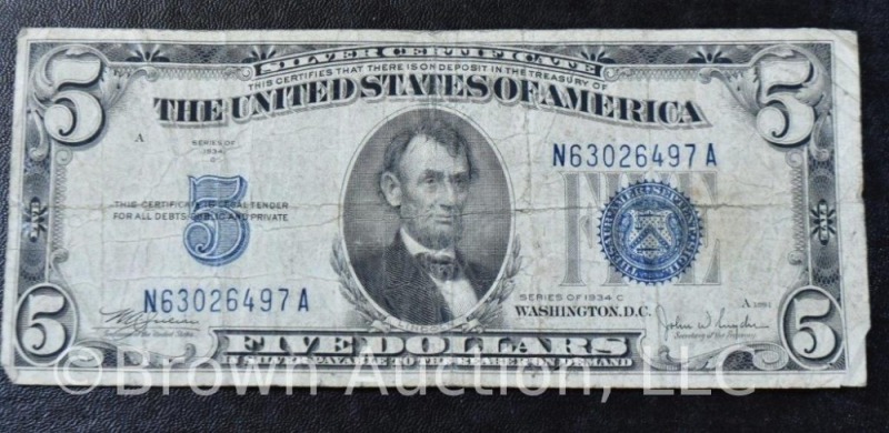 5 Dollar US Silver Certificate