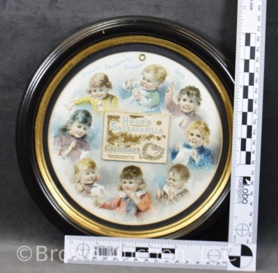 Hood's Sarsaparilla 1892 calendar titled "The Sewing Circle", 9.5" round dia. - 5