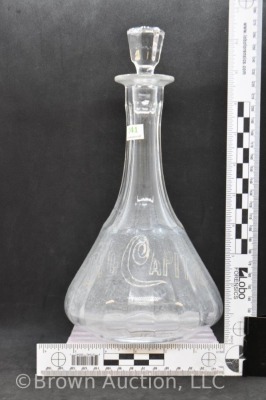 Whiskey decanter, "Old Capitol" inscribed, 11" tall - 9