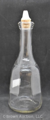 Ribbed clear glass, bell-shaped 9.5"h barber bottle - 2