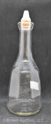 Ribbed clear glass, bell-shaped 9.5"h barber bottle - 3