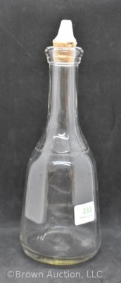 Ribbed clear glass, bell-shaped 9.5"h barber bottle - 4