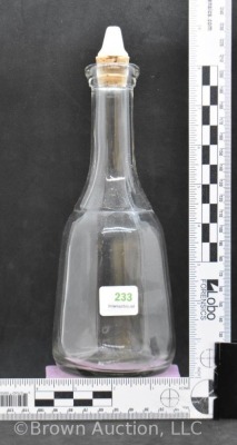 Ribbed clear glass, bell-shaped 9.5"h barber bottle - 7